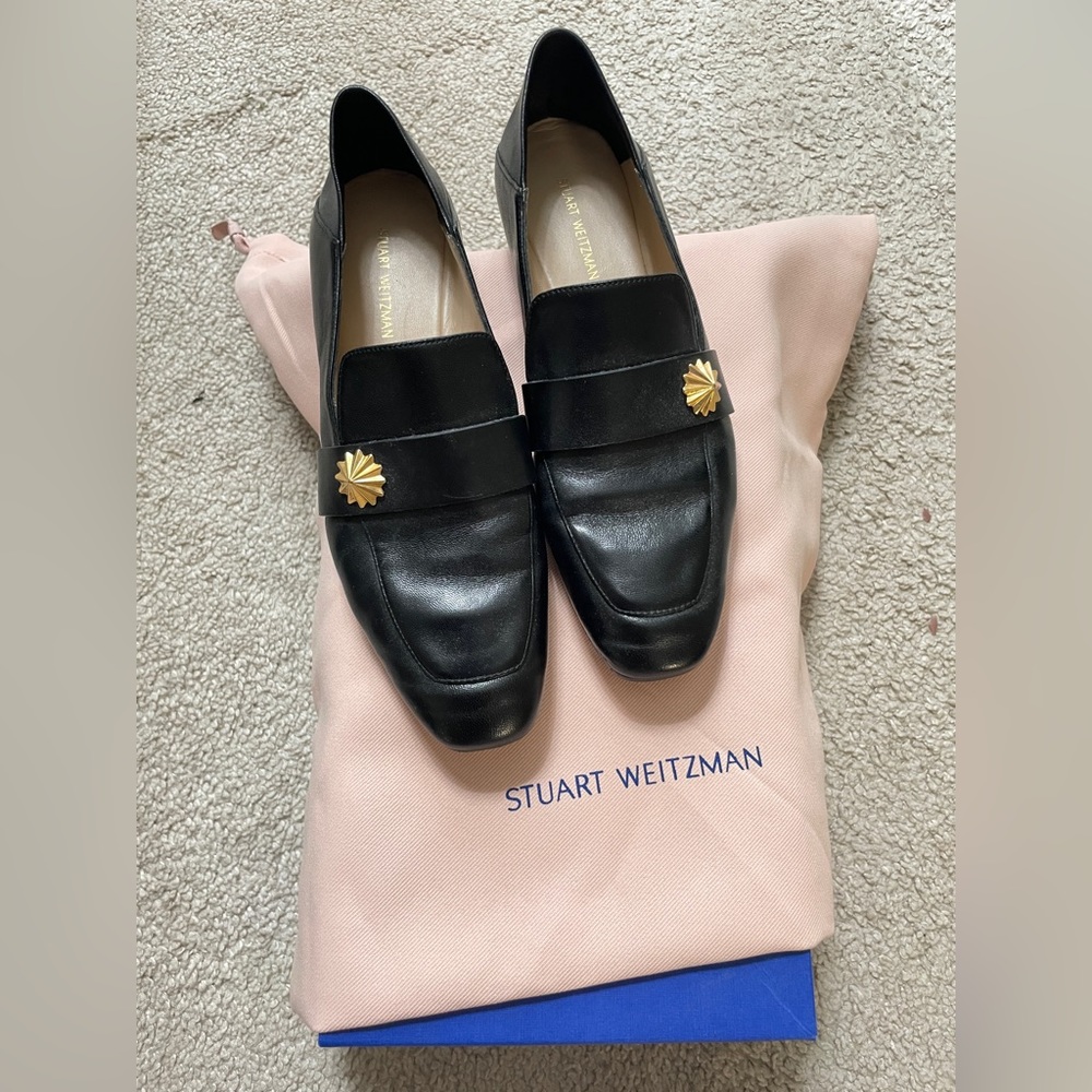 Stuart Weitzman black leather loafers
